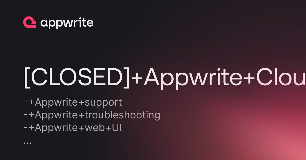 [CLOSED] Appwrite Cloud - 500 error on web UI - Threads - Appwrite