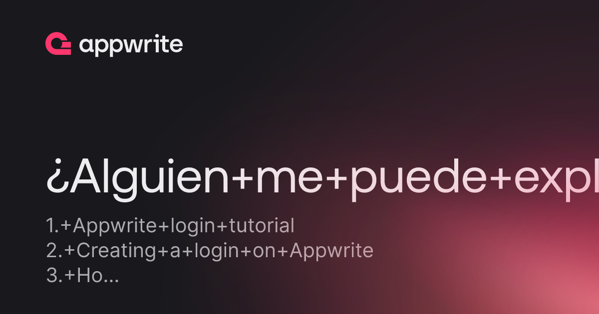 ¿Alguien me puede explicar como crear un login? - Threads - Appwrite