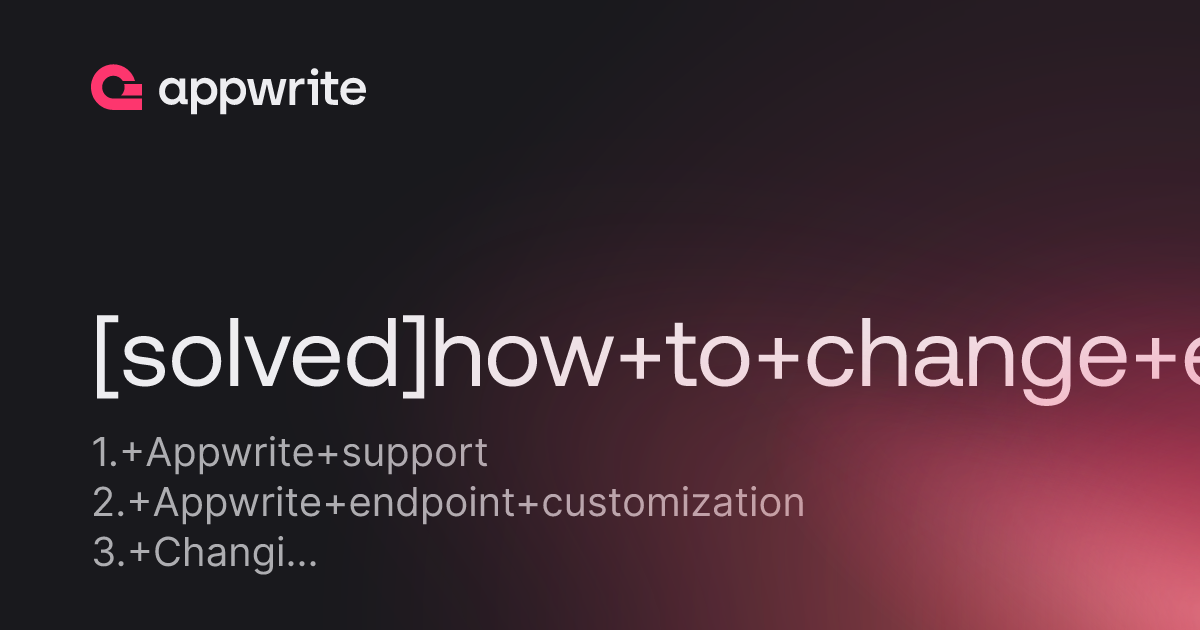 [solved]how to change endpoint as my domain name - Threads - Appwrite