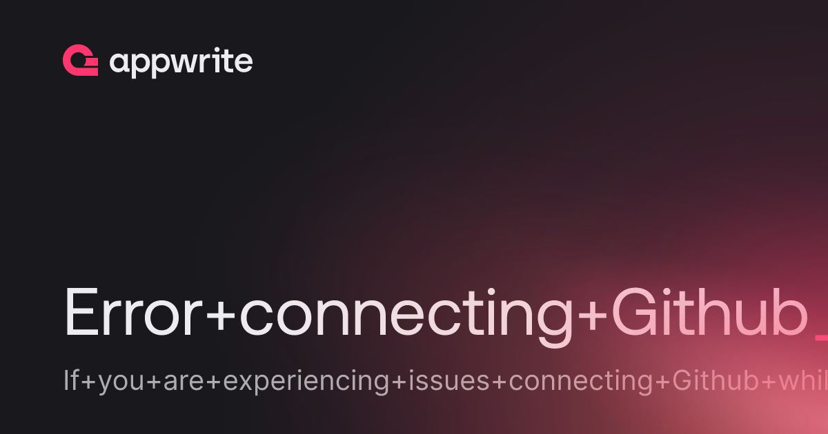 Error connecting Github - Threads - Appwrite