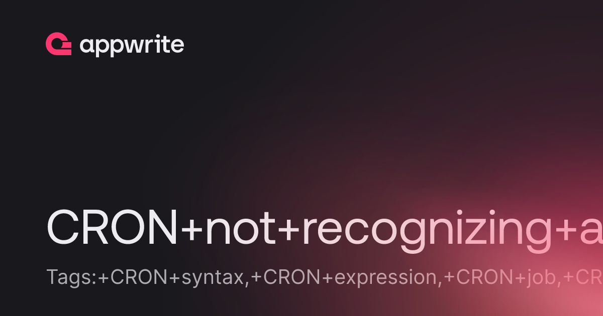 Cron not recognizing a valid expression threads appwrite