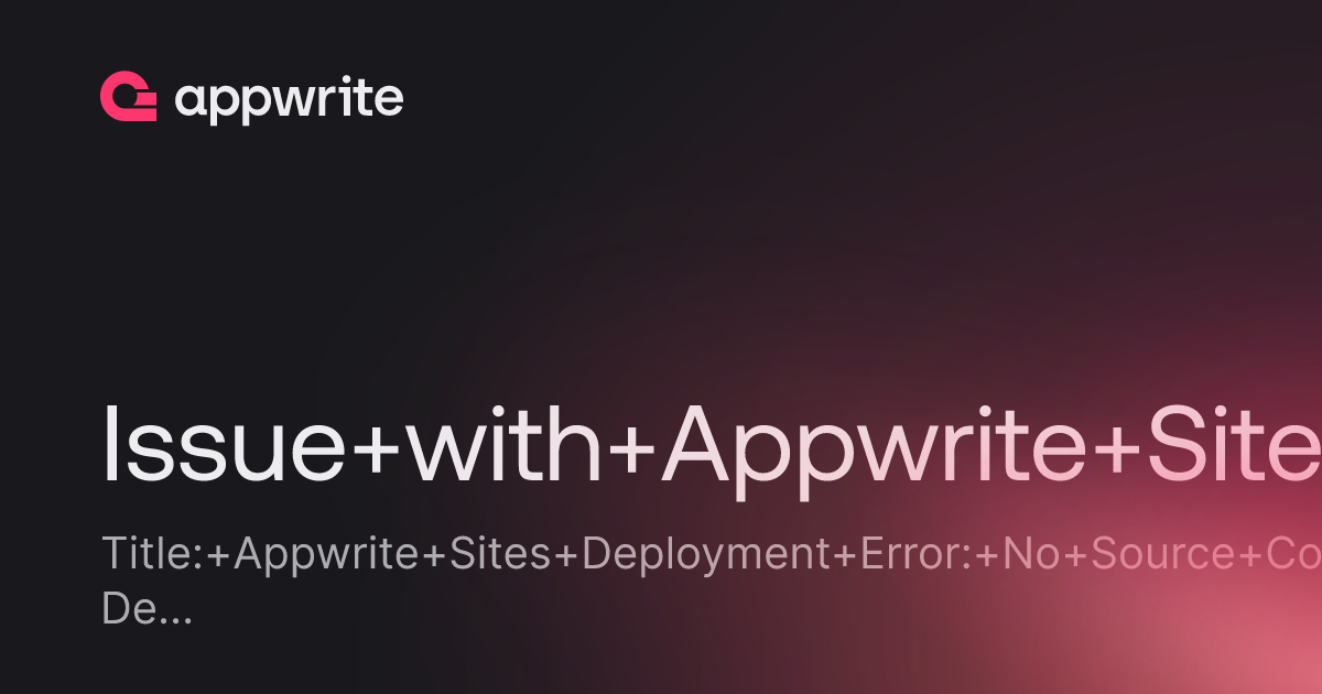 Issue with Appwrite Sites - Threads - Appwrite