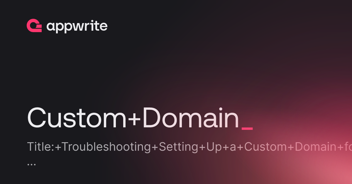 Custom Domain - Threads - Appwrite