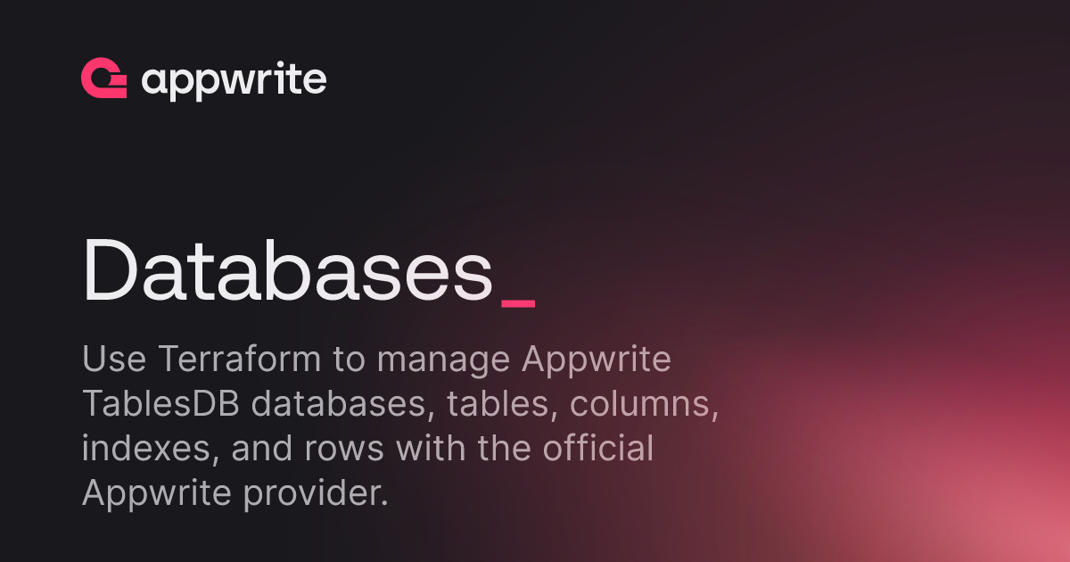 python script for creating appwrite database : r... Databases - Docs - Appwrite