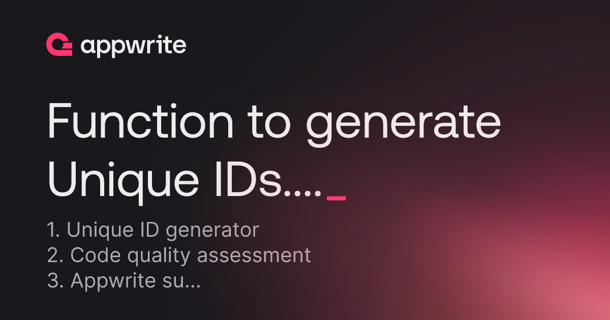 Function to generate Unique IDs. Rate my code quality please. - Threads ...