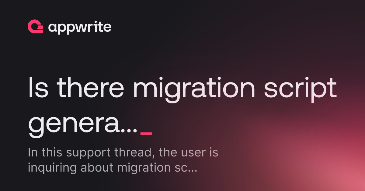 Is there migration script generation like prisma or ef core - Threads ...