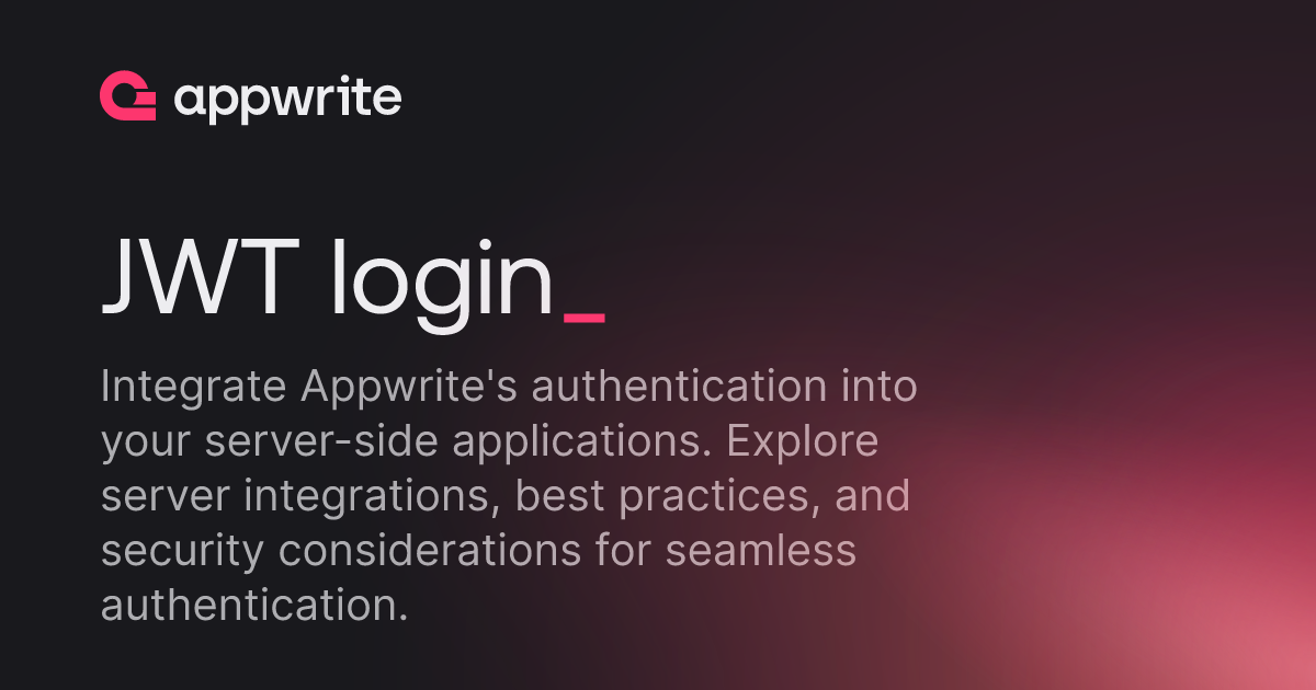 JWT login - Docs - Appwrite