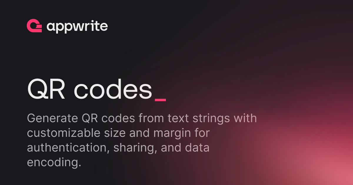 Sample Qr String QR codes - Docs - Appwrite