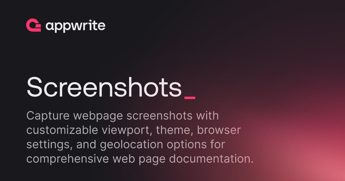 Screenshots - Docs - Appwrite